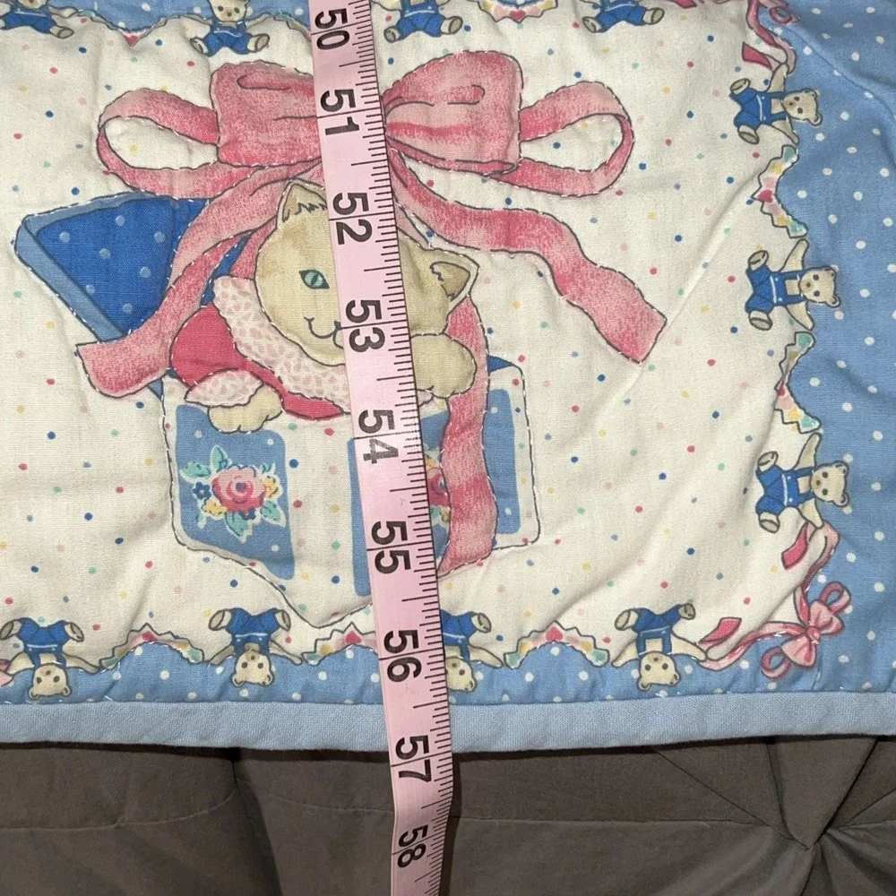 Vtg Toys and Bows‎ Baby Quilt Blanket Unisex 57 X 41 Dolls Cats Soldiers Bears